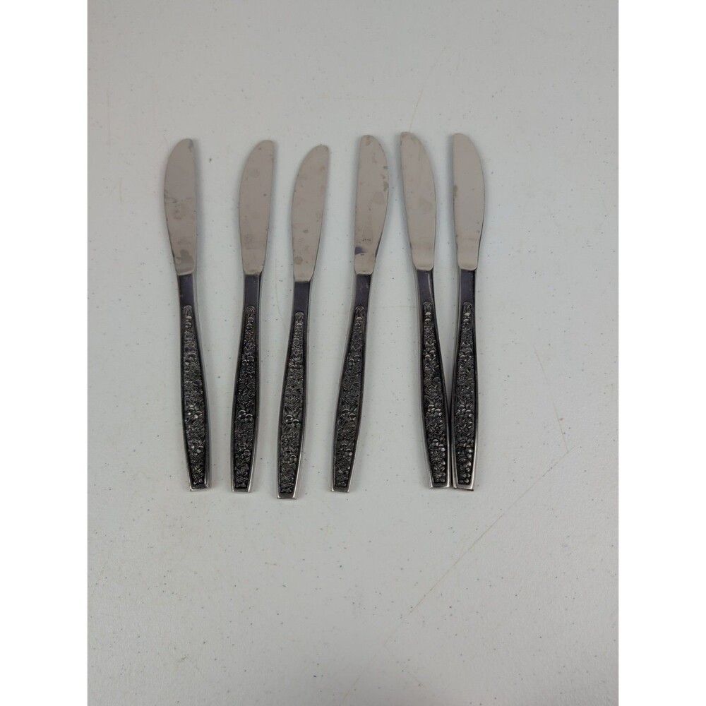 Pageant Harvest Stainless Steel Japan 8 5/8 inch Set of 6 Dinner Knives VTG